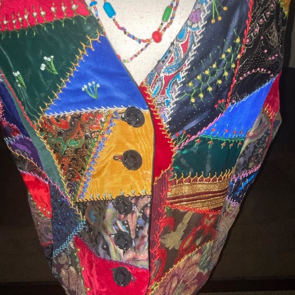 Crazy Horse Collection • Large •Multi-Colors • Patches • Hippy • Geometric •Vest - Picture 5 of 16